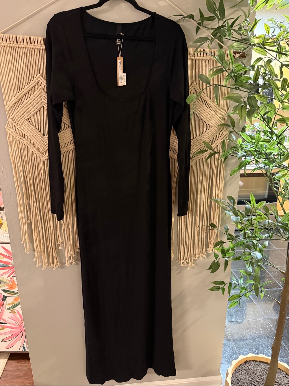 SKIMS Black Long Sleeve Scoop Maxi Dress - Picture 2 of 7